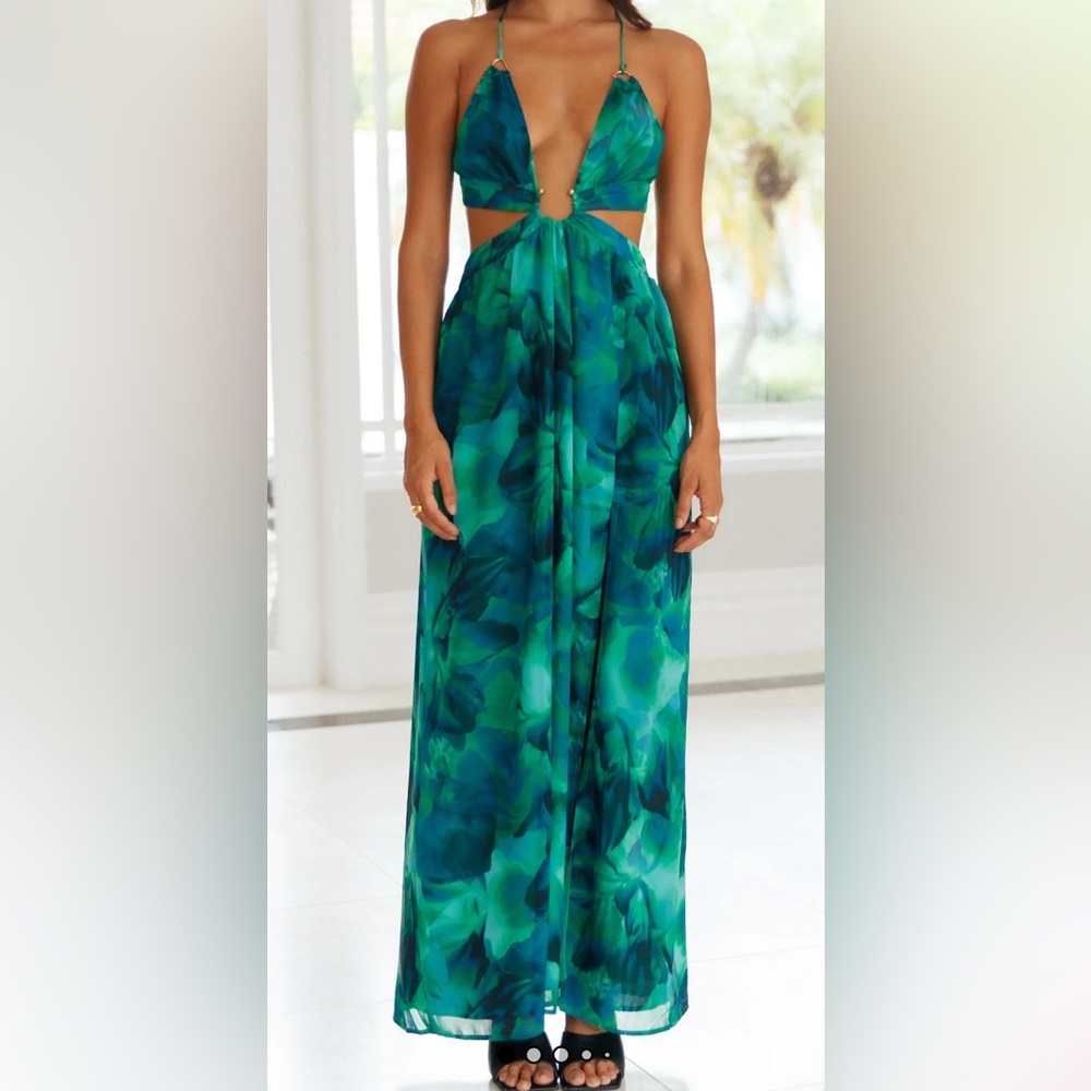 Floral Green Maxi Dress